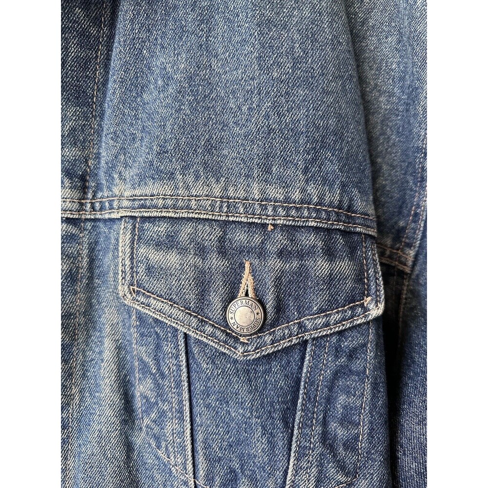 VTG Superman Jean Jacket Size XL  Warner Brothers WB Rare Denim Heavy Quality - Picture 3 of 7
